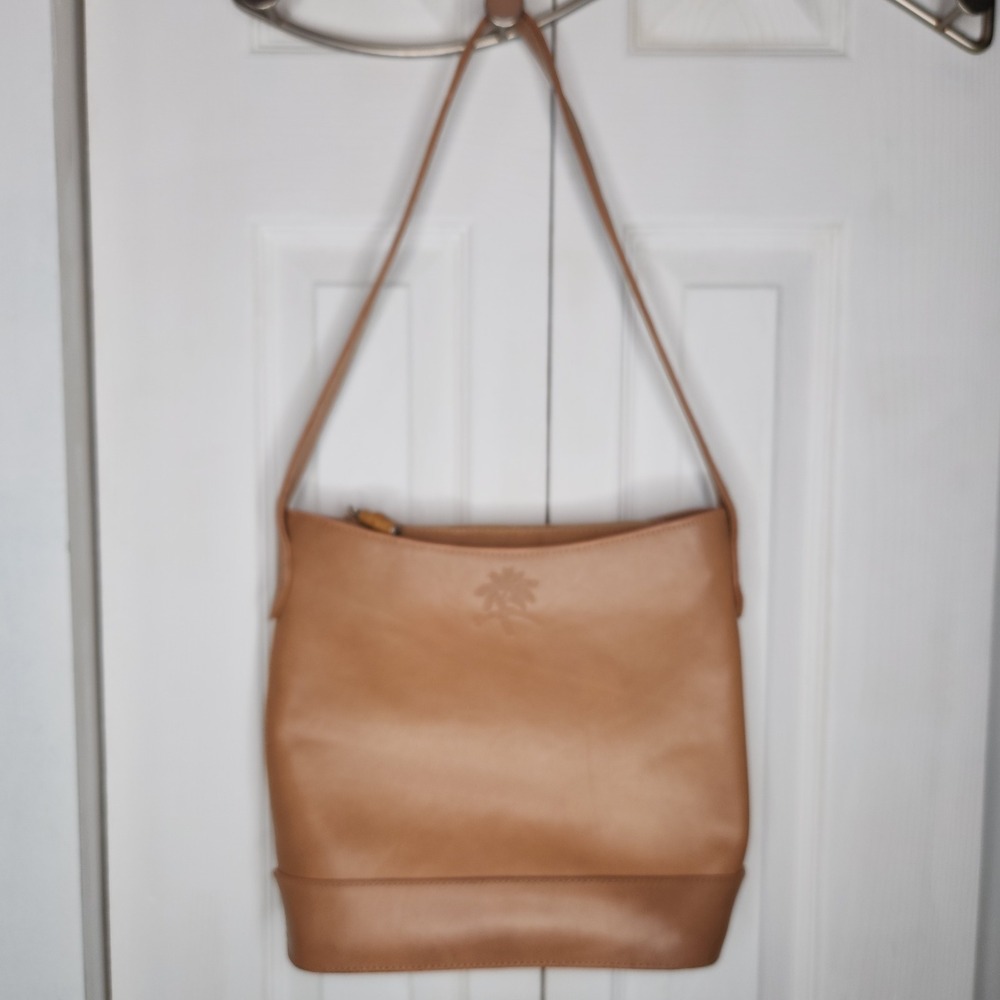Vintage Tommy Bahama Thick Cowhide Tan Leather Shoulder Bag Timeless Classic